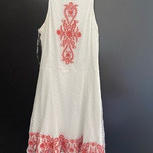 White with pink lace dress